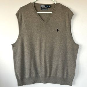 Polo Ralph Lauren Pima Cotton V-Neck Sweater Vest - Gray XXL